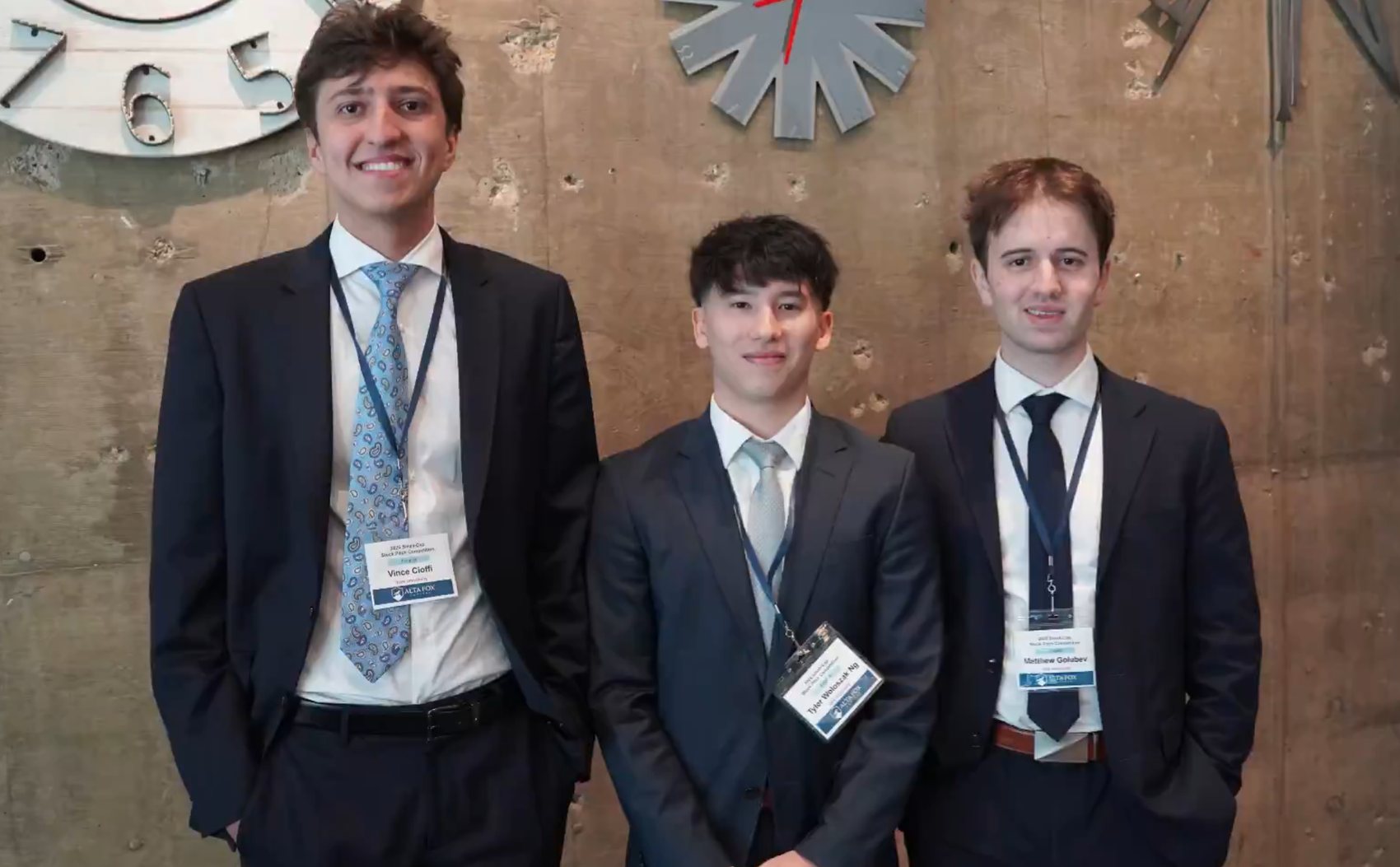 YUSIF representatives at the Alta Fox Undergraduate Small-Cap Stock Pitch Competition