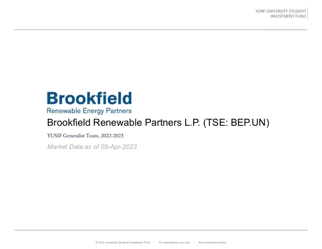 Brookfield Renewable Partners L.P. pitch cover