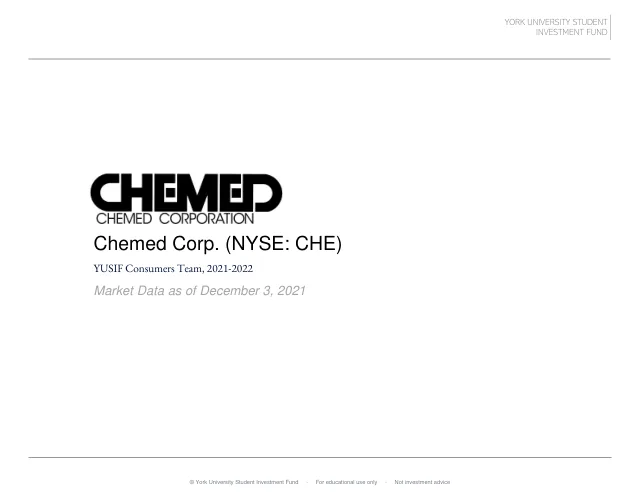 Chemed Corp. pitch cover