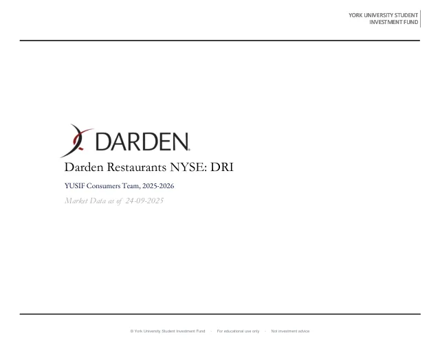Darden Restaurants, Inc. pitch cover
