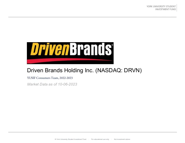 Driven Brands Holding Inc. pitch cover