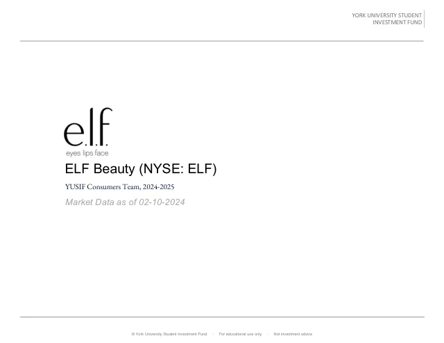 ELF Beauty pitch cover
