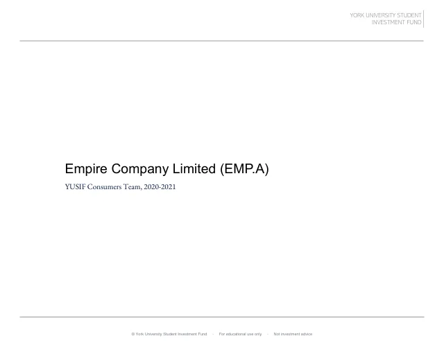Empire Company Limited pitch cover