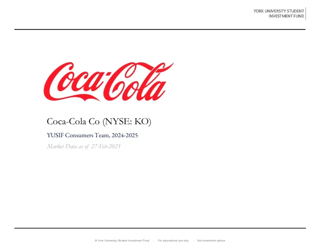 Coca-Cola Co pitch cover
