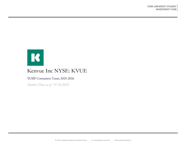 Kenvue Inc. pitch cover