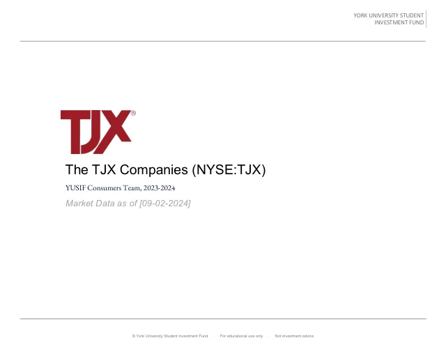 The TJX Companies pitch cover