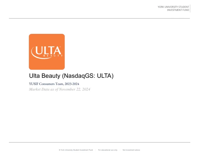 Ulta Beauty, Inc. pitch cover