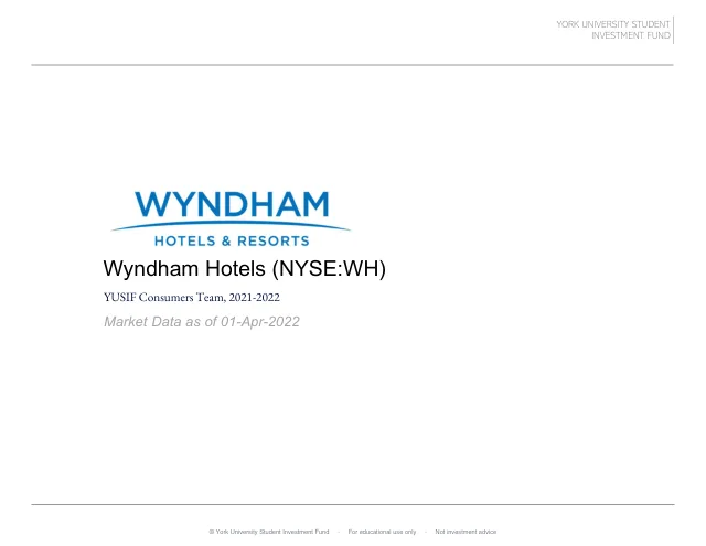Wyndham Hotels pitch cover