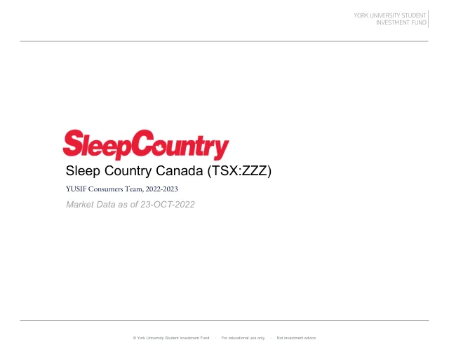 Sleep Country Canada pitch cover