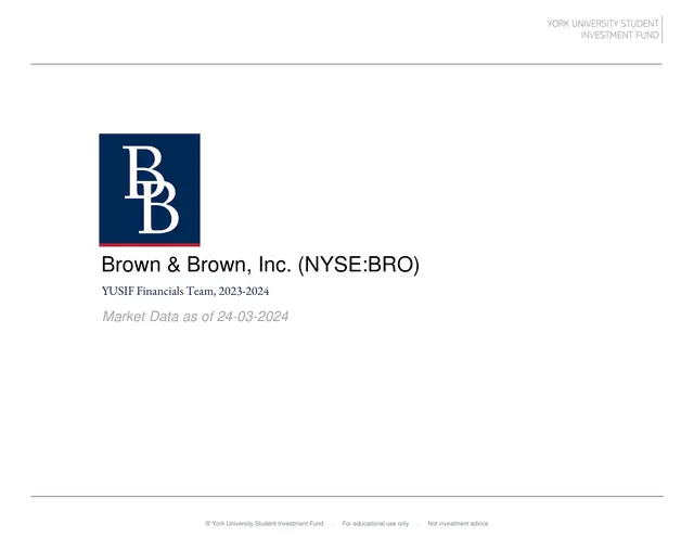 Brown & Brown, Inc. pitch cover