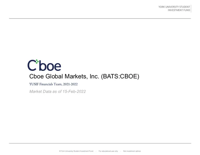 Cboe Global Markets, Inc. pitch cover