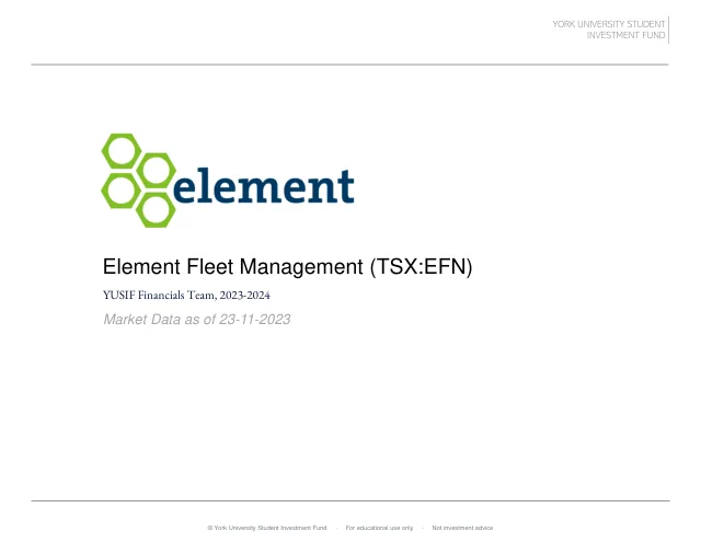Element Fleet Management pitch cover