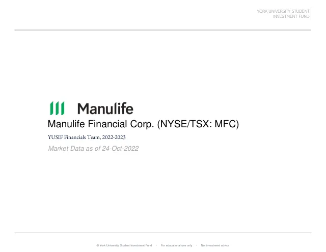 Manulife Financial Corporation pitch cover