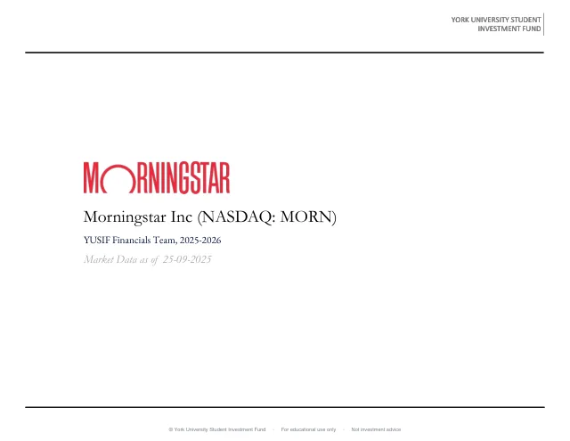 Morningstar, Inc. pitch cover