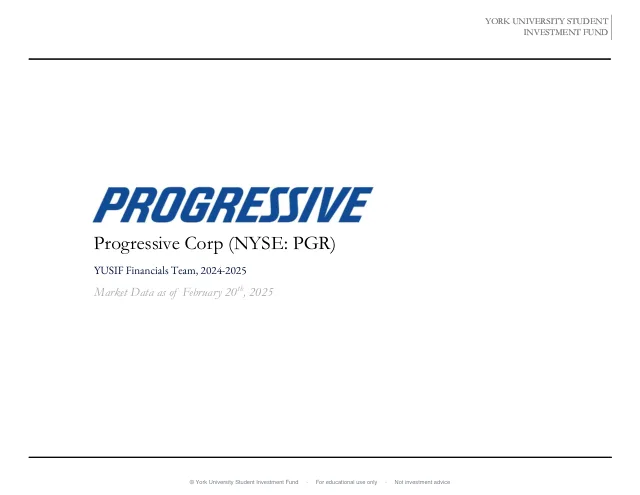 The Progressive Corporation pitch cover