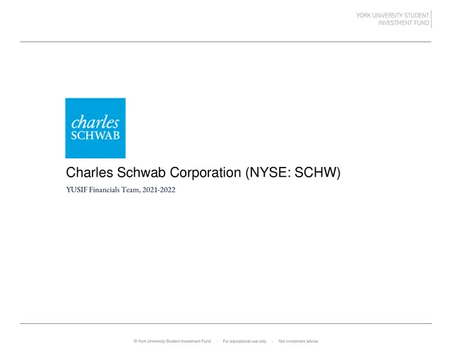 Charles Schwab Corporation pitch cover