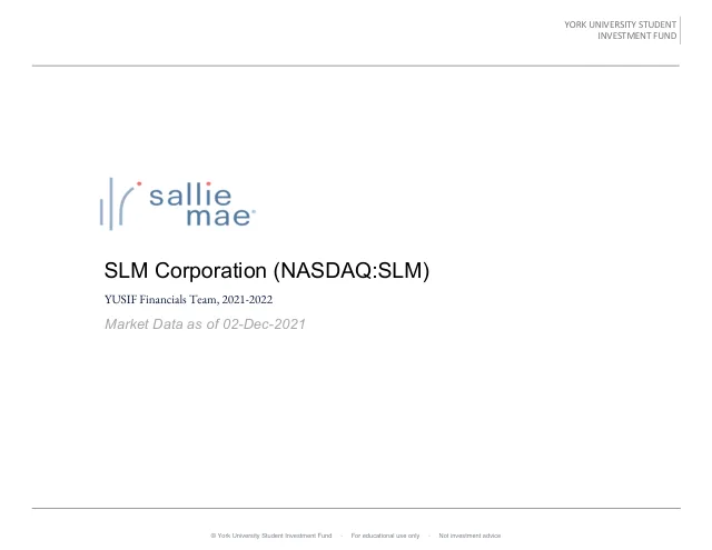 SLM Corporation pitch cover