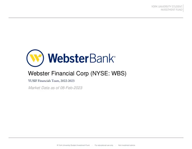 Webster Financial Corp pitch cover