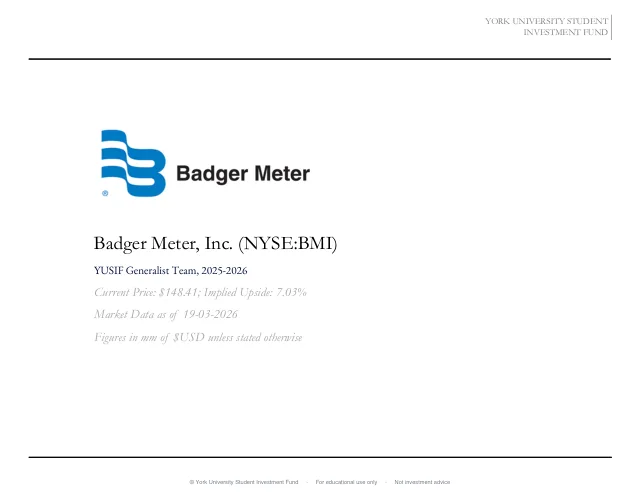 Badger Meter, Inc. pitch cover