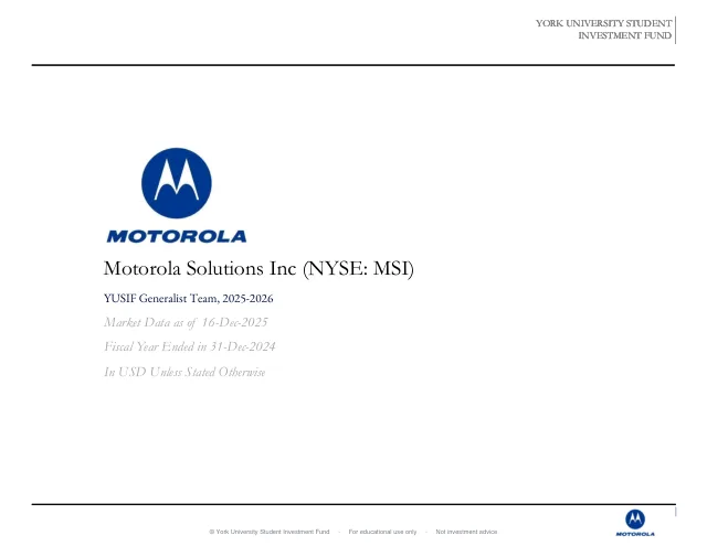 Motorola Solutions, Inc. pitch cover