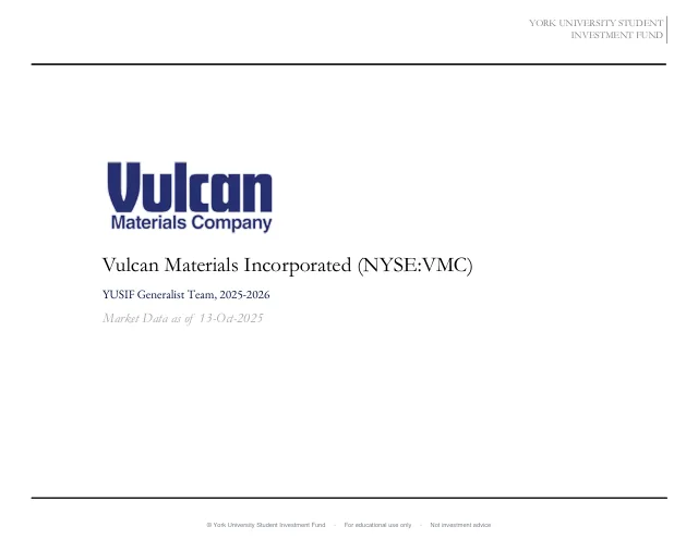 Vulcan Materials Incorporated pitch cover