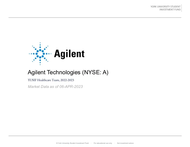 Agilent Technologies pitch cover