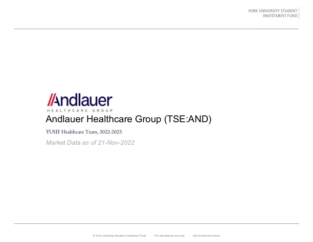 Andlauer Healthcare Group pitch cover