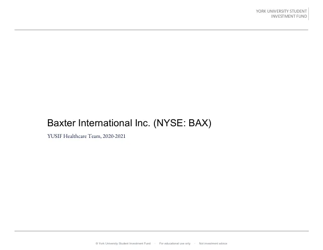 Baxter International Inc. pitch cover