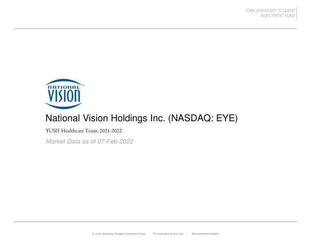 National Vision Holdings Inc. pitch cover