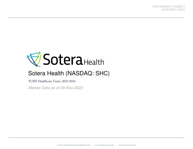 Sotera Health pitch cover