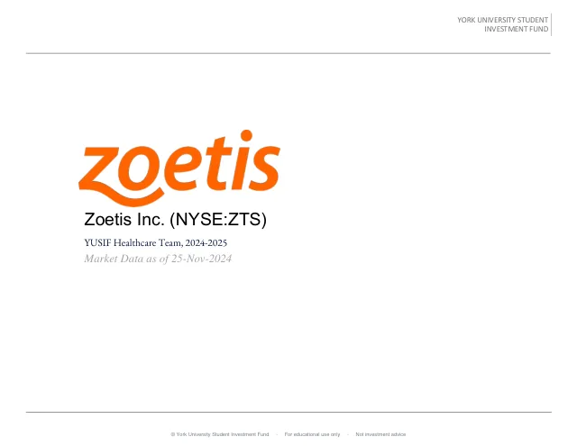 Zoetis Inc. pitch cover