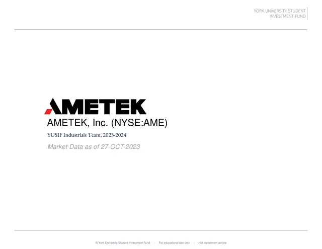 AMETEK, Inc. pitch cover