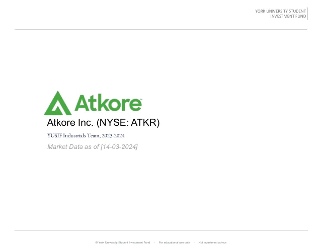 Atkore Inc. pitch cover
