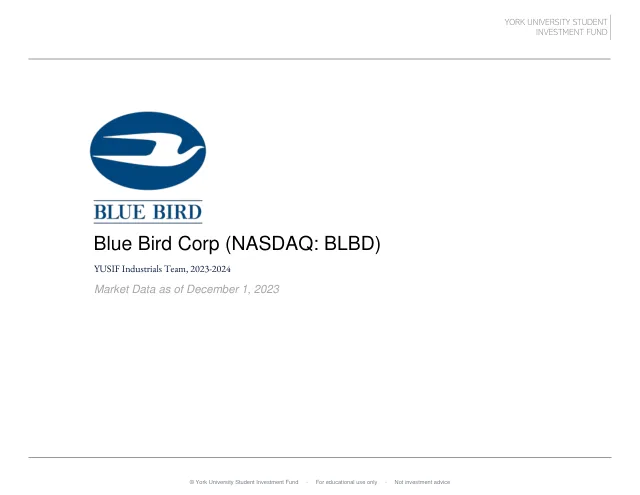 Blue Bird Corp pitch cover