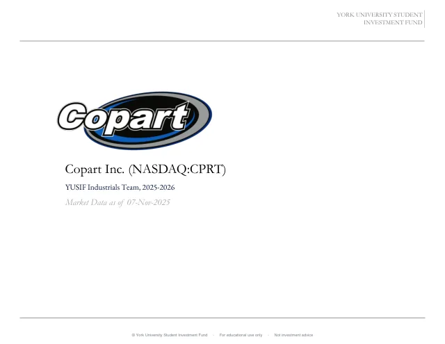 Copart Inc. pitch cover