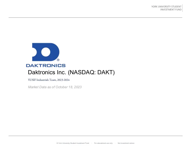 Daktronics Inc. pitch cover