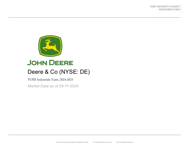 Deere & Company pitch cover