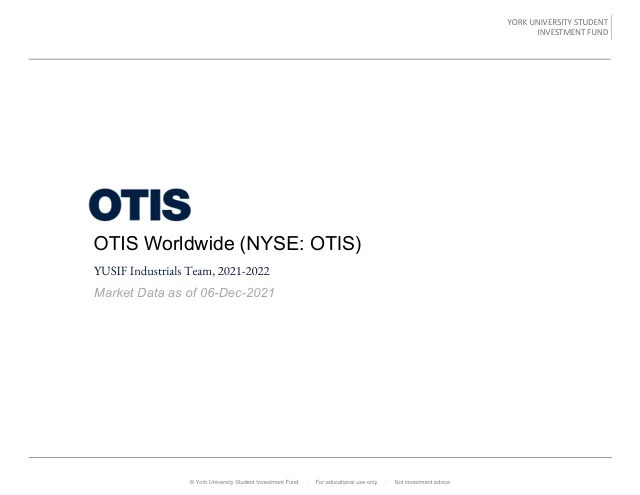 OTIS Worldwide pitch cover
