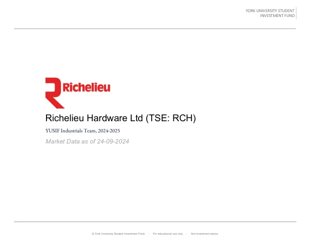 Richelieu Hardware Ltd pitch cover
