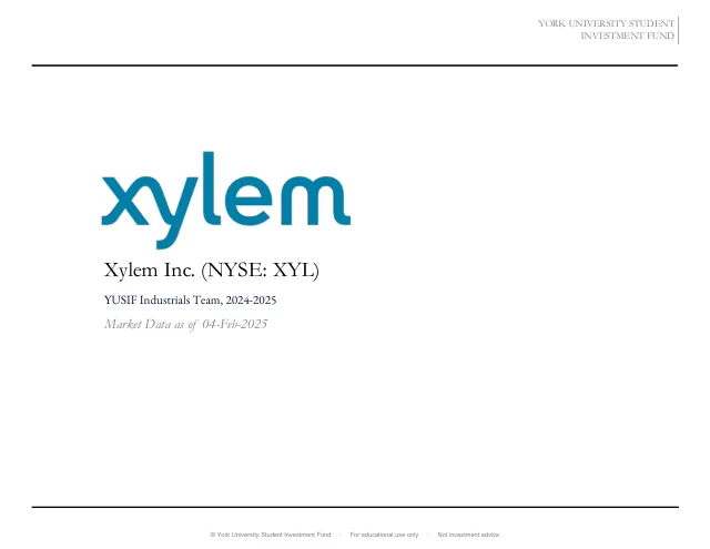 Xylem Inc. pitch cover