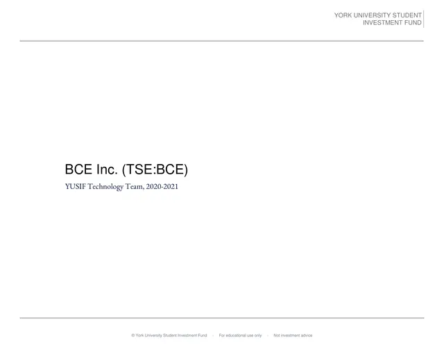 BCE Inc. pitch cover