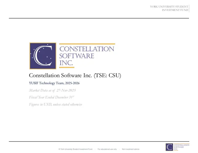Constellation Software Inc. pitch cover