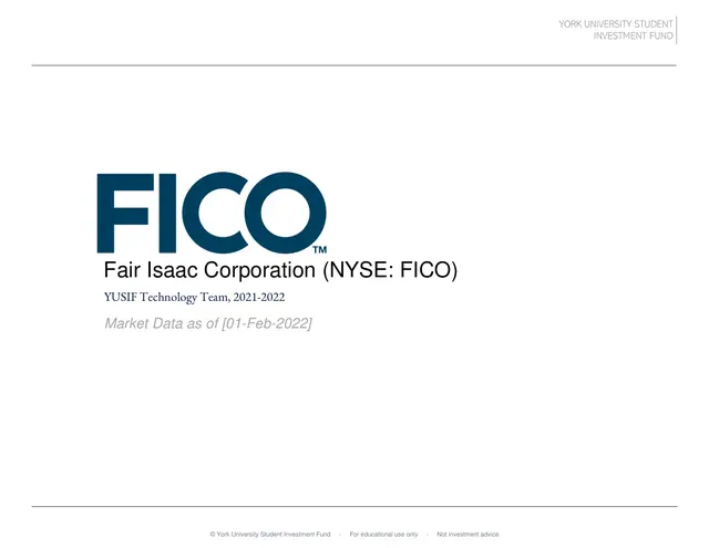 Fair Isaac Corporation pitch cover