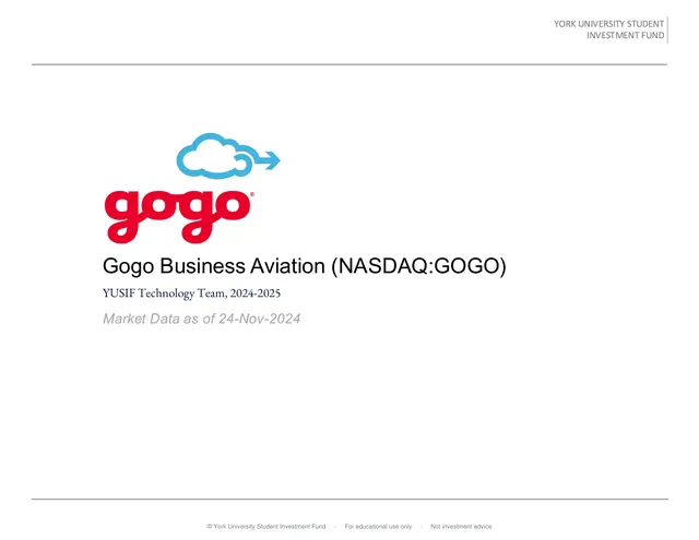 Gogo Inc. pitch cover