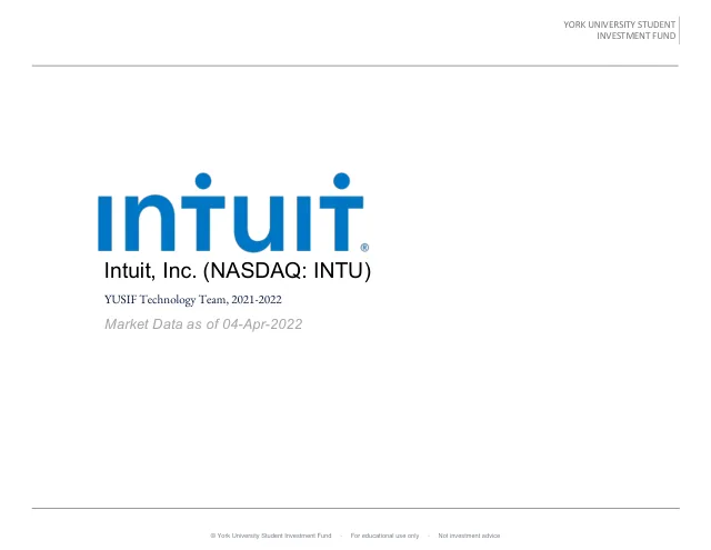 Intuit, Inc. pitch cover