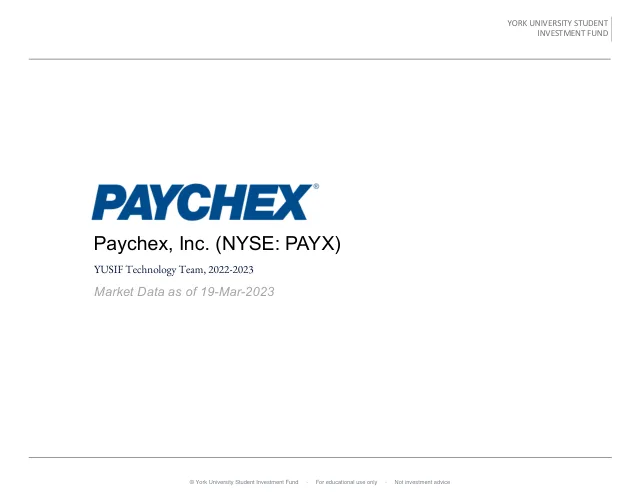Paychex, Inc. pitch cover